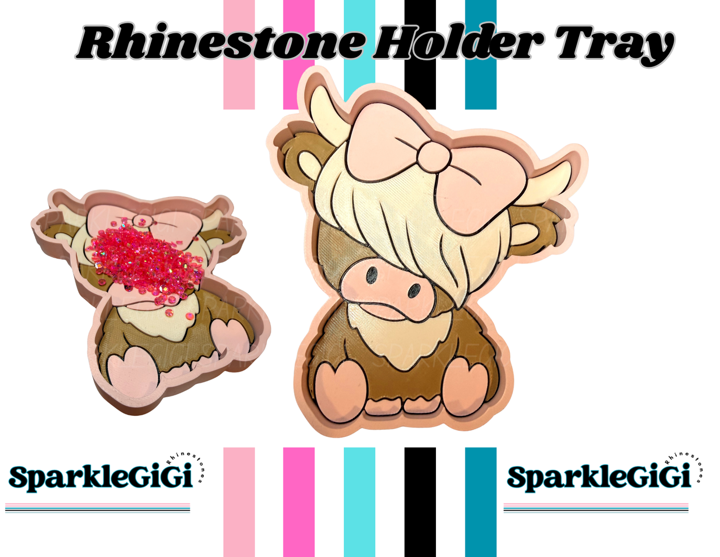 3d Highland Pink Rhinestone Tray