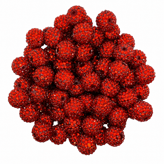 RED 12mm Rhinestone Beads