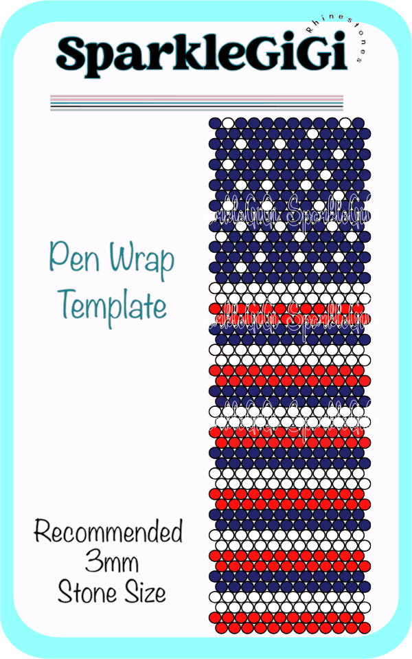 Americana Rhinestone Pen Wrap Template