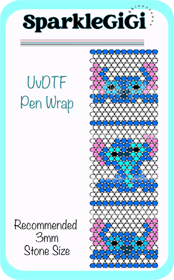 Blue Alien Rhinestone Pen Template UVDTF