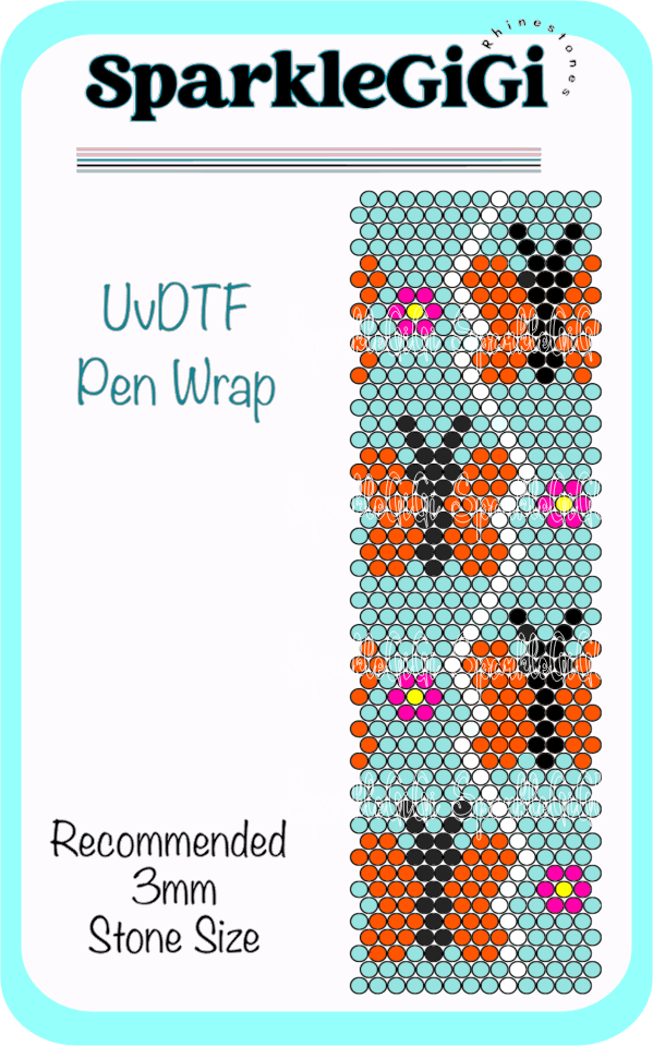 Butterfly Daisy Rhinestone Pen Wrap Template UVDTF
