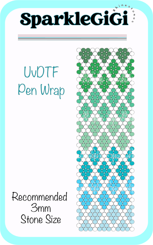 Diamond Ombre Rhinestone Pen Wrap Template UVDTF