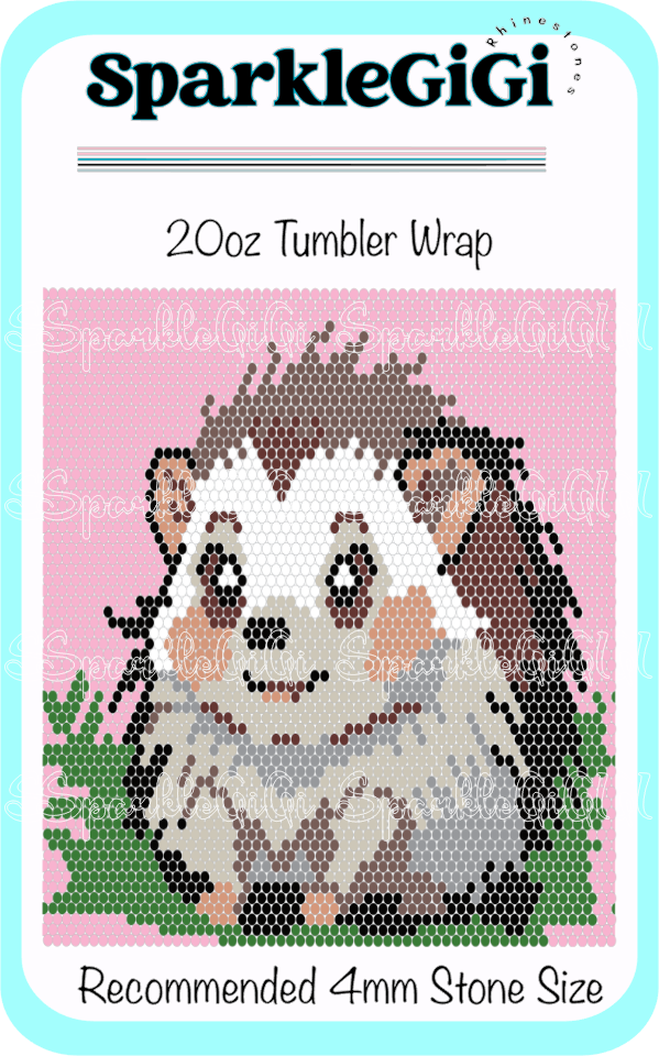 Hedgehog Rhinestone 20oz Tumbler Wrap