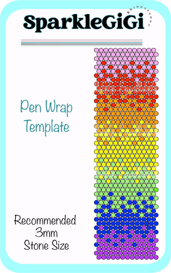 Ombre Rainbow Rhinestone Pen Wrap Template