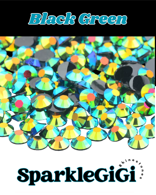 BLACK GREEN Jelly AB Rhinestone