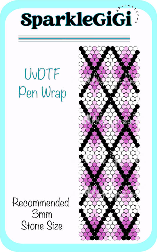 Argyle Pink Rhinestone Pen Wrap Template UVDTF