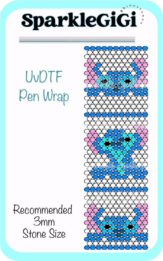 Blue Alien Rhinestone Pen Template UVDTF