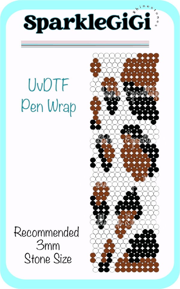 Brown Black Cow  Rhinestone Pen Wrap Template UVDTF