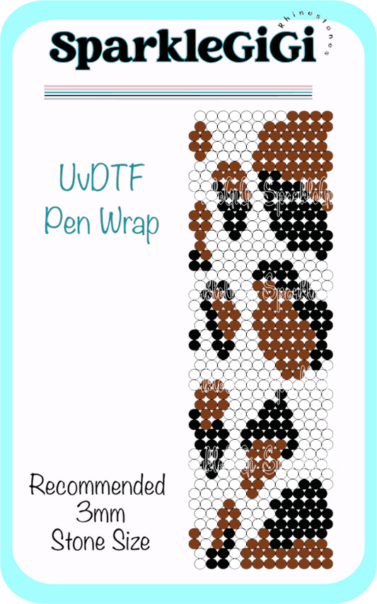 Brown Black Cow  Rhinestone Pen Wrap Template UVDTF