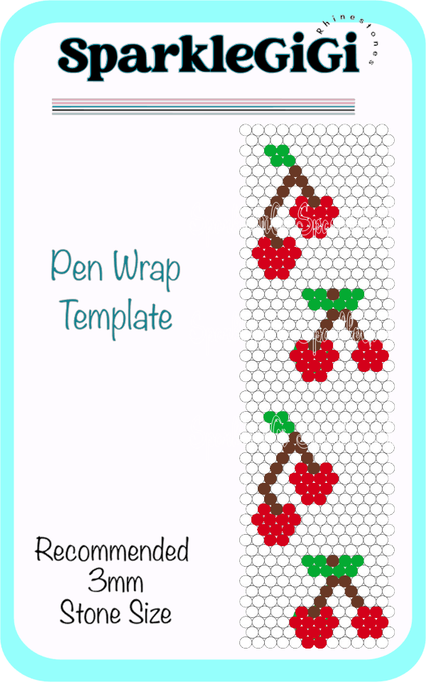 Cherries Rhinestone Pen Wrap Template