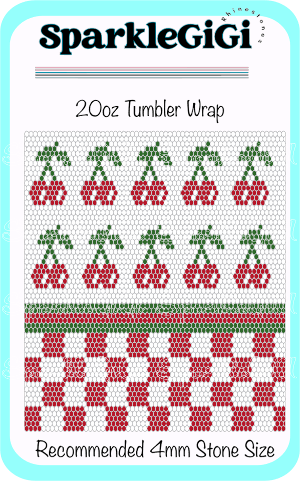 Cherry Checkered Rhinestone 20oz Tumbler Wrap