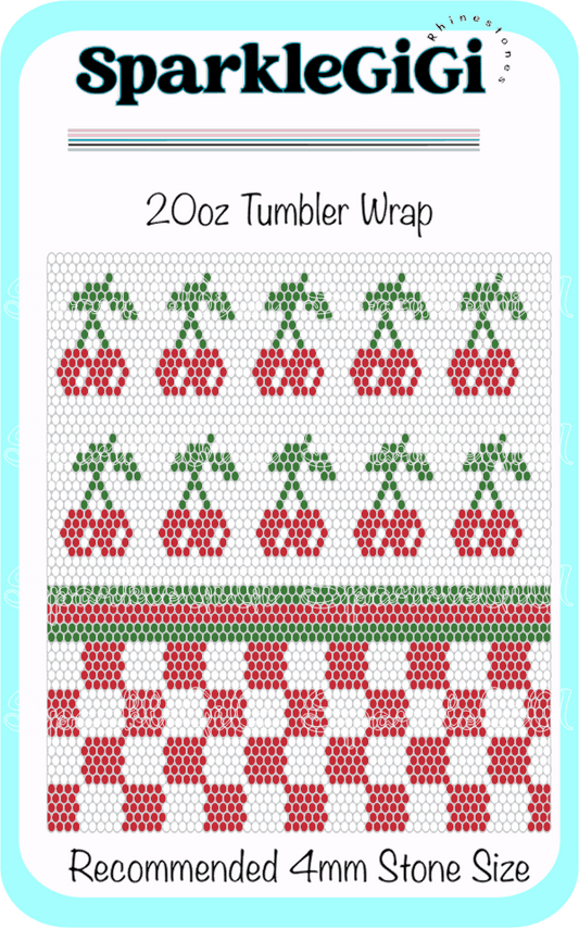 Cherry Checkered Rhinestone 20oz Tumbler Wrap
