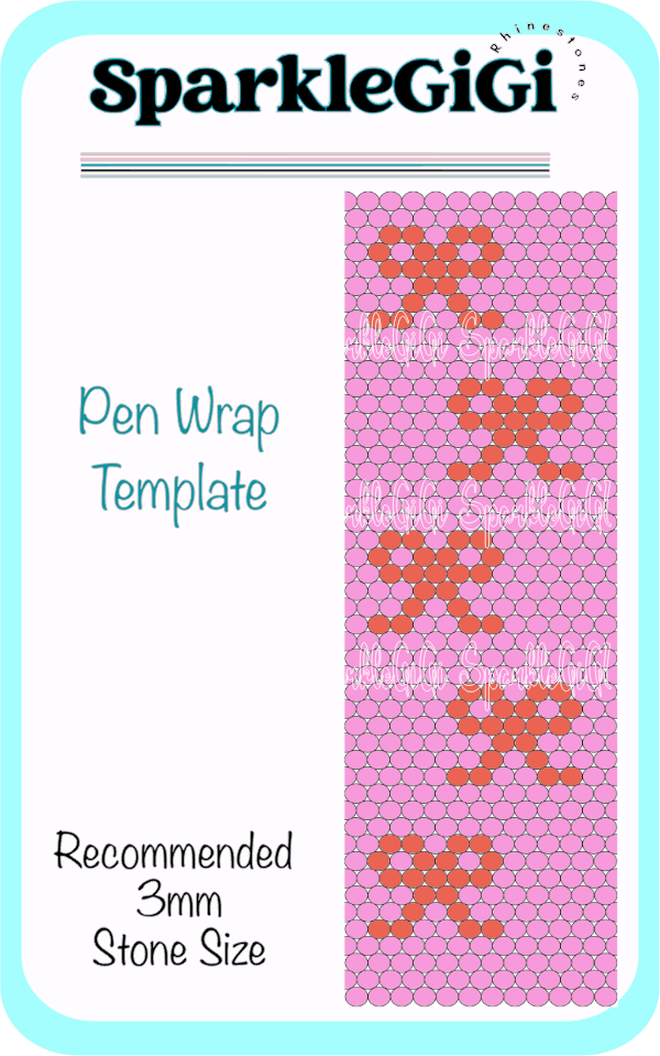 Coquette Bows Rhinestone Pen Wrap Template