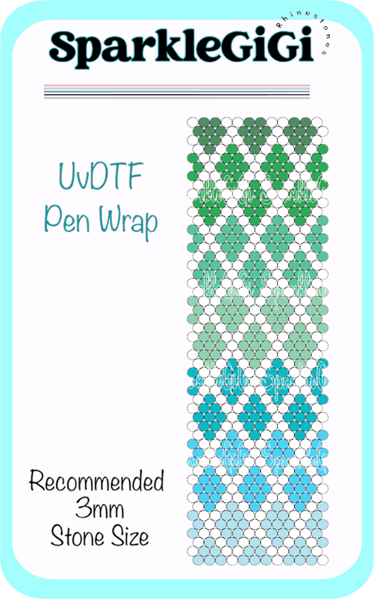 Diamond Ombre  Rhinestone Pen Wrap Template UVDTF