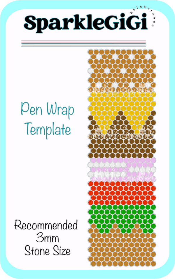 Hamburger Rhinestone Pen Wrap Template