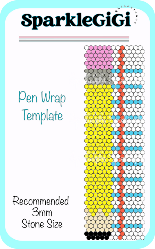 Paper Pencil Rhinestone Pen Wrap Template