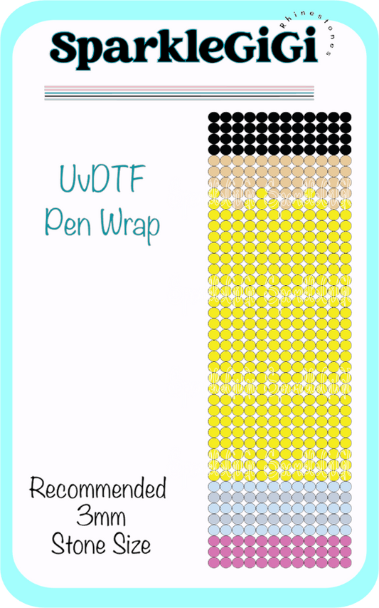 Pencil Rhinestone Pen Wrap Template UVDTF