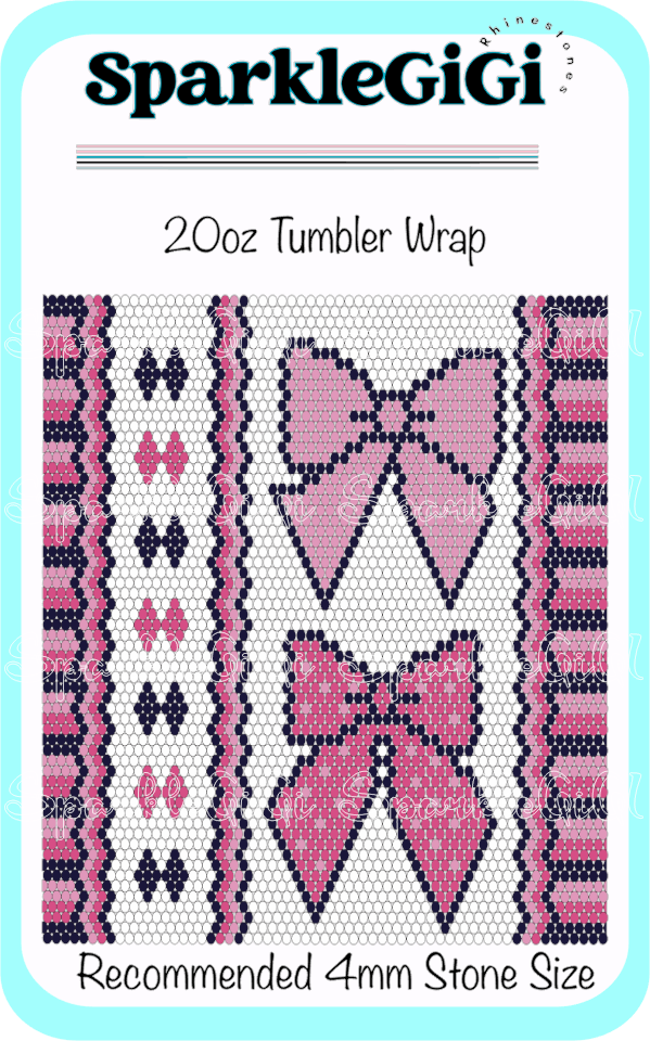 Pink Black Bows Rhinestone 20oz Tumbler Wrap