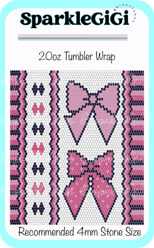 Pink Black Bows Rhinestone 20oz Tumbler Wrap
