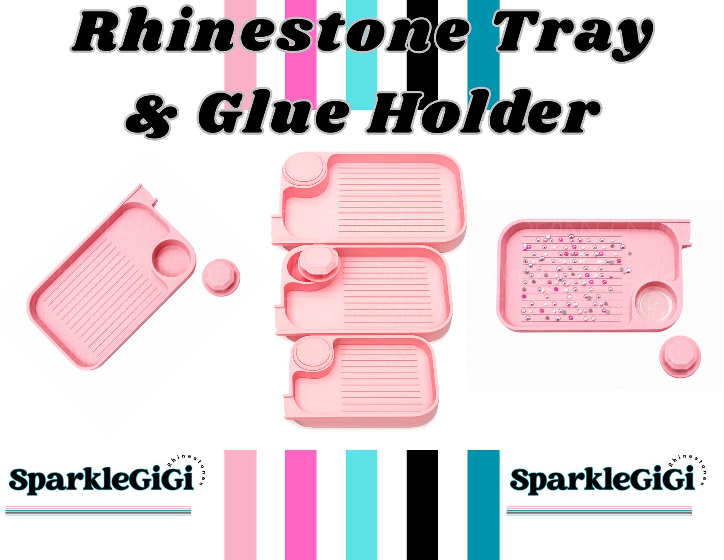 3D Rhinestone Tray with Lid & Glue holder
