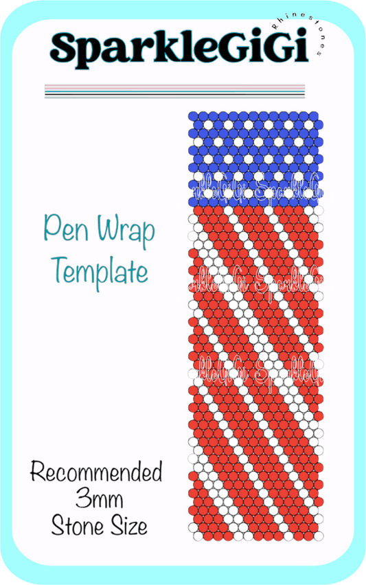 American Flag Rhinestone Pen Wrap Template